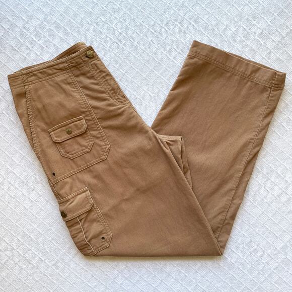 Vintage Y2K Lauren Ralph Lauren Corduroy Cargo Pants Carmel Straight Leg Utility - Picture 1 of 9